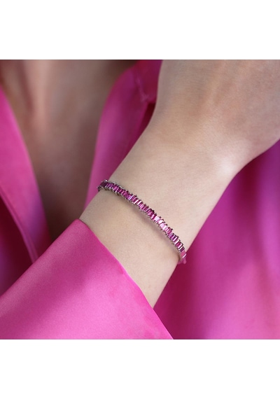 Pembe Baget Taşlı Gümüş Kelepçe Gümüş