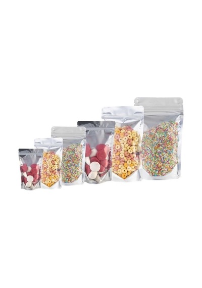 Packtory 8,5 X 14,5 + 2,5 Cm Ön Şeffaf Metalize Kilitli Doypack Ambalaj 50 Gr. 50 Adet