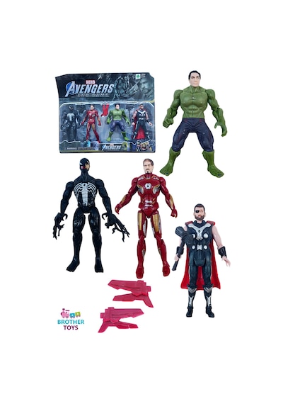 Süper Kahramanlar 18 Cm Işıklı 4'lü Figür Oyuncak Venom Demir Adam İronman Hulk Thor