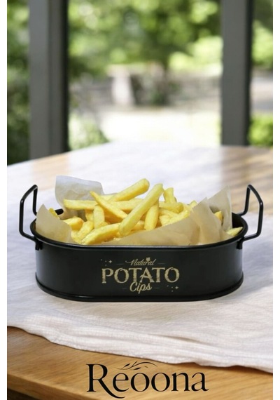Patato Mini Oval Patates & Cips Sunumluk 21 Cm 1 Adet Siyah Siyah