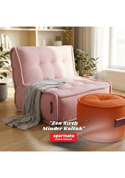 Xpermate Zen Sırtlı Minder İskandinav Tarzı Minder 80x60 Pembe