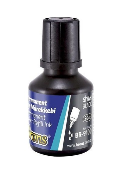 Siyah Kesik Uçlu Markör Permanent Kalem 6 Adet Hı-text Marker Mürekkep Siyah 30 Ml 1 Adet Brons Koli Kalemi