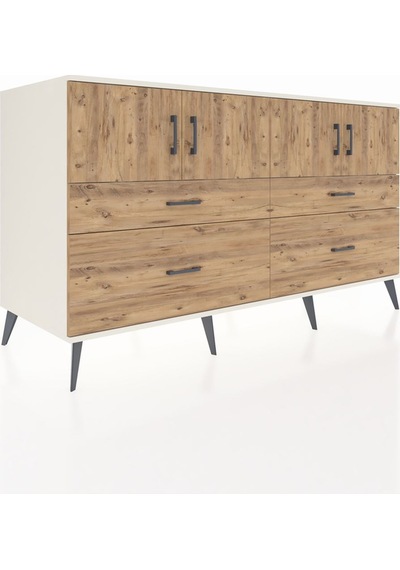 Kronos Konsol 2 Raflı 4 Çekmeceli 4 Kapaklı 176x59x99 Aytaşı-çam Aytaşı-çam