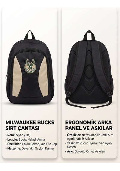 Usa Milwaukee Bucks Baskılı Siyah Çanta 11464