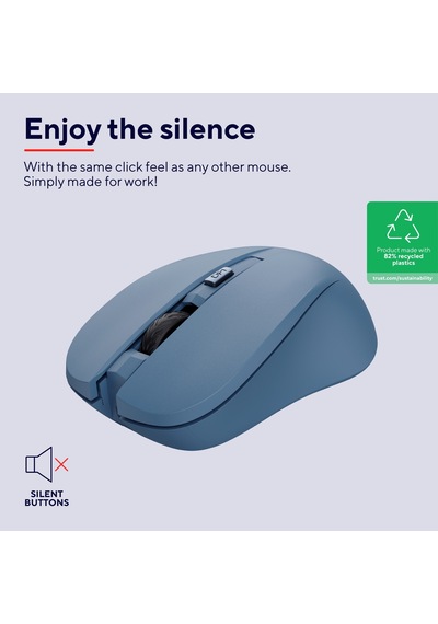 Trust Mydo Sessiz Kablosuz Mouse-mavi