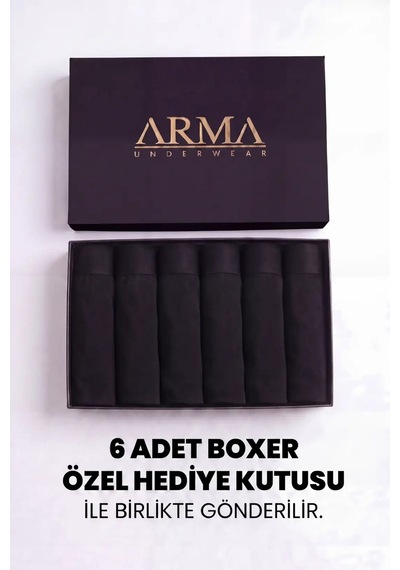 Marivento Özel Seri Kutu Damat Seti Çeyizlik Erkek Premium Bambu Siyah Boxer 6'lı Hediye Kutulu Siyah-6