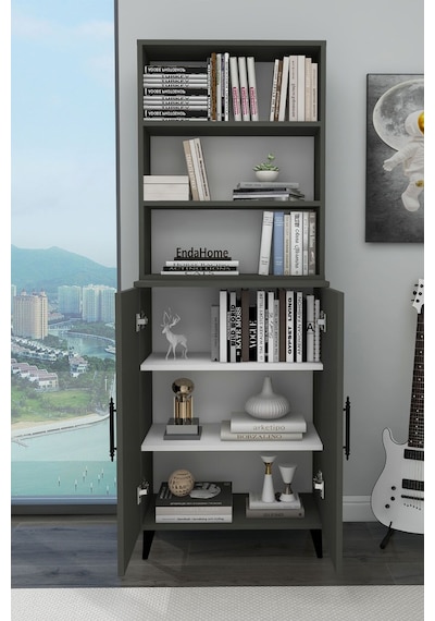 Zuesse Dizayn 2 Kapaklı 6 Raflı Kitaplık Salon Ofis Ders Çalışma Çocuk Odası Çok Amaçlı Dolap - Antrasit Zuesse Dizayn 2 Kapaklı 6 Raflı Kitaplık Salon Ofis Ders Çalışma Çocuk Odası Çok Amaçlı Dolap - Antrasit