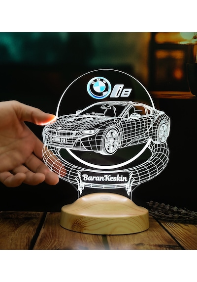 Bmw İ8 Tutkunlarına Özel 3d Kişiye Özel Led Lamba Bmw İ8 Araba Hediyesi - 2014 2020
