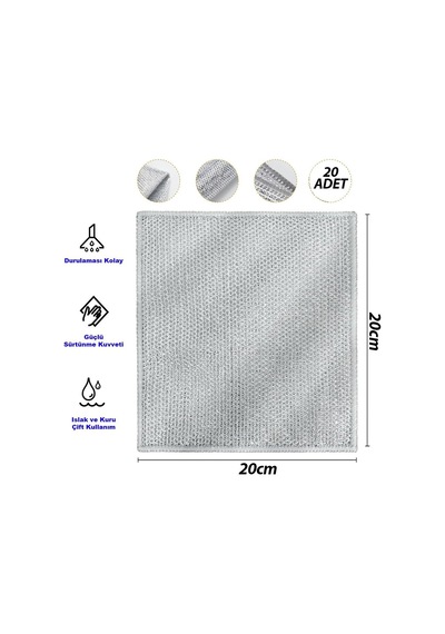 Pablito Pbt-321 Tel Bez Bulaşık Bezi - 20x20 Cm- 20'li Paket Diğer