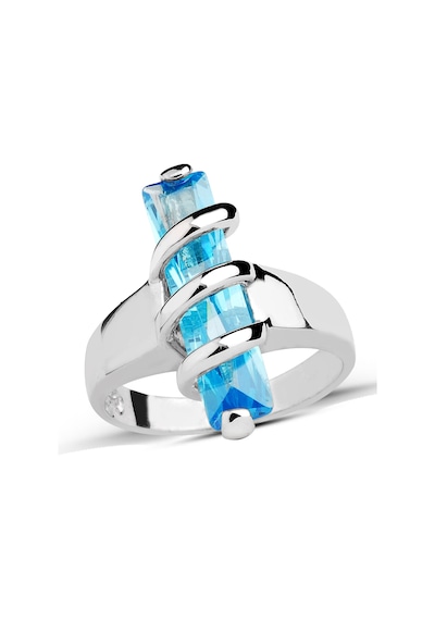 Kuyumcudükkani Mavi Topaz Renk Zirkon Taşlı Yüzük Küpe Seti-24008-w-blu 14 Beyaz