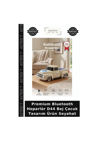 Premium Bluetooth Hoparlör D44 Bej Çocuk Tasarım Ürün Seyahat