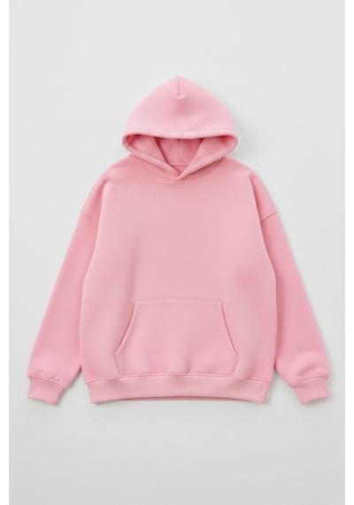 Uyguntarz Unisex Yumuşak Dokulu Düz 3 İplik Oversize Sweatshirt Sade Ve Modern Görünüm Pembe