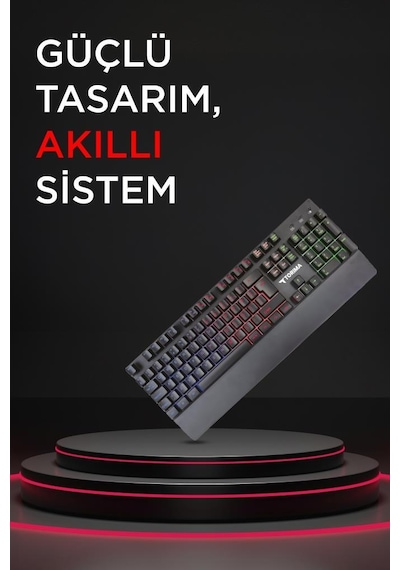 Torima TK-10 Kablosuz Mekanik Hisli Şarj Edilebilir RGB Işıklı Wireless Gaming Klavye