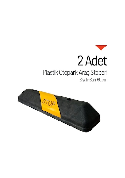 2'li Set Plastik Oto Park Araç Stoperi 60 Cm Siyah-sarı Kompakt Model-689