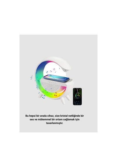 Kullanışlı Bluetooth 5.0 Hoparlör Kablosuz Şarj, Rgb Gece Lambası Ve Fm Radyo