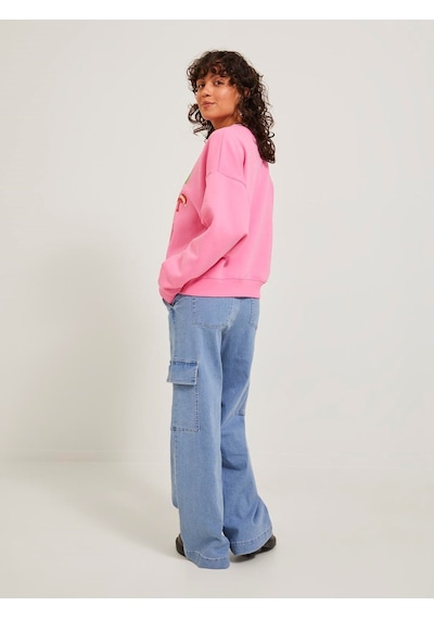 Jjxx Bisiklet Yaka Rahat Kesim Pembe Kadın Sweatshirt 12250198 Pembe