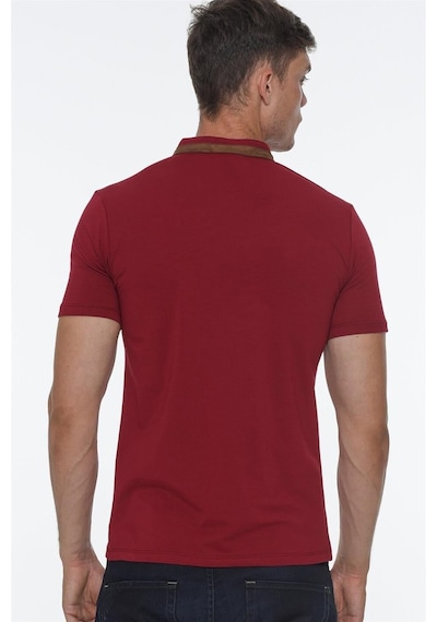 T8571 Dewberry Fermuarlı Erkek T-shırt-açık Bordo