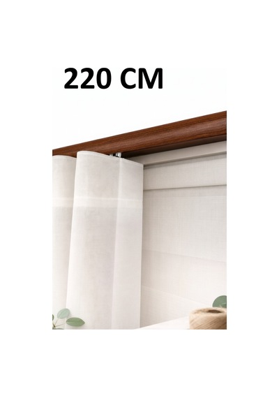 Ceviz Dekoratif Ray 2 Kanallı Dekoratif Metal Perde Kornişi Ceviz220cm - 847807672 Ceviz220cm