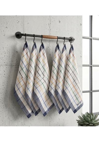%100 Pamuk Kurulama Bezi 6'lı Set 45 65 Cm Emici, Yıkanabilir, Renkli Desenli Çok Renkli