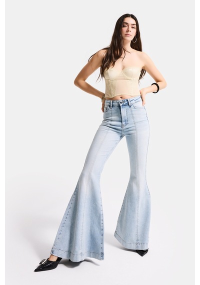 Itsbasic Kadın Kot Rengi 4s6-32 Flare Fit Elastan Denim Jean
