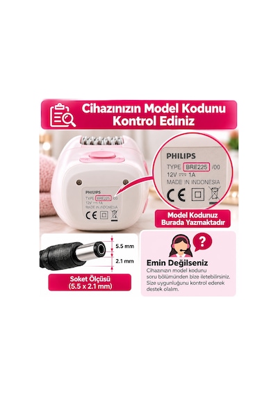 Philips Beauty Epilatör Epilasyon Ağda Kıl Alma Cihazı Uyumlu Şarj Aleti Adaptörü 12v 1a