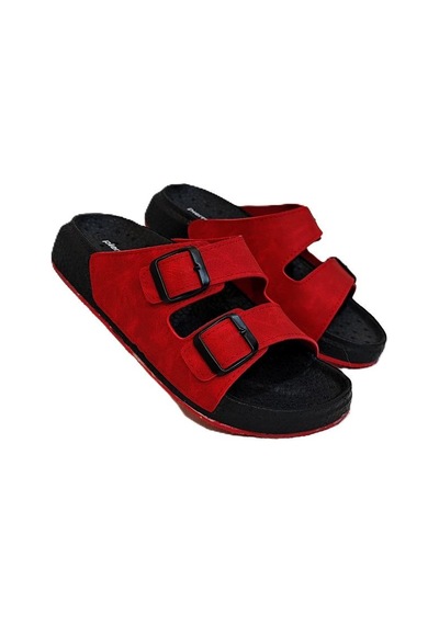 Pierre Cardin 7410 Kırmızı Çift Tokalı Yumuşak Taban Rahat Terlik Kırmızı