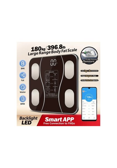 Siyah Akıllı Dijital Baskül Fs-550 5671 Çok Renkli