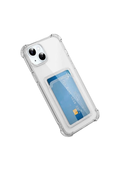 Newface Apple Uyumlu iPhone 15 Kılıf Kart Şeffaf Silikon - Şeffaf