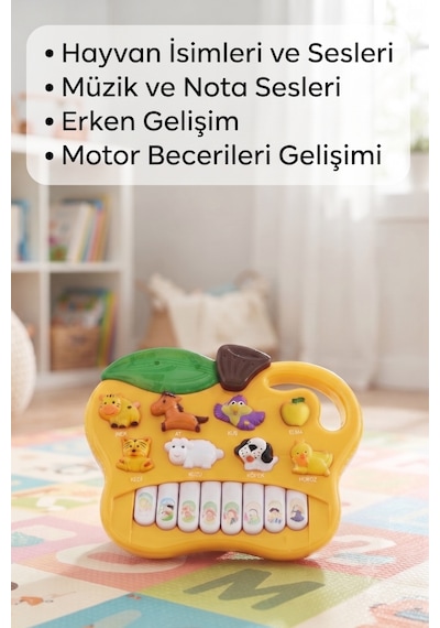 Neşeli Çiftlik Piyanom: Eğitici Ses Ve Müzikli Hayvanları Tanıyalım Ve Müzik Yapalım Sarı