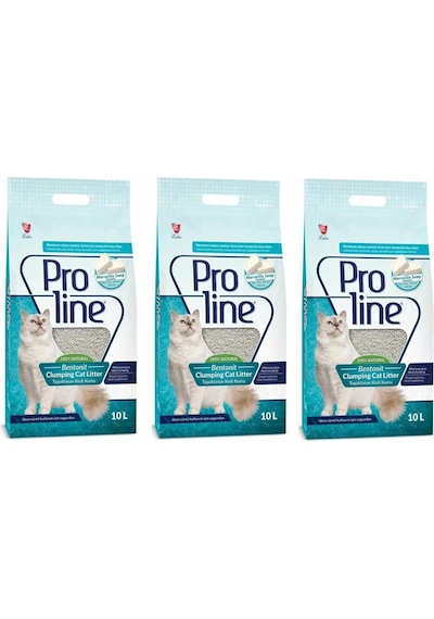 Proline Marsilya Sabunu Kokulu İnce Topaklaşan Bentonit Kedi Kumu 3 x 10 L
