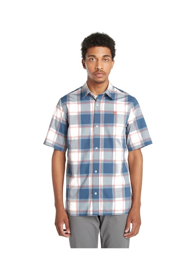 Timberland Tfo Check Poplin Short Sleeve Shirt Erkek Gomlek Tb0a5qxpg661 Mavi