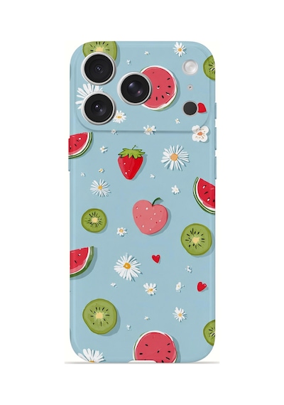Apple iPhone Uyumlu 17 Pro Max Vorian İnce Kamera Korumalı Mika Kılıf Fruit Confetti Sky Fruit Confetti Sky Mika
