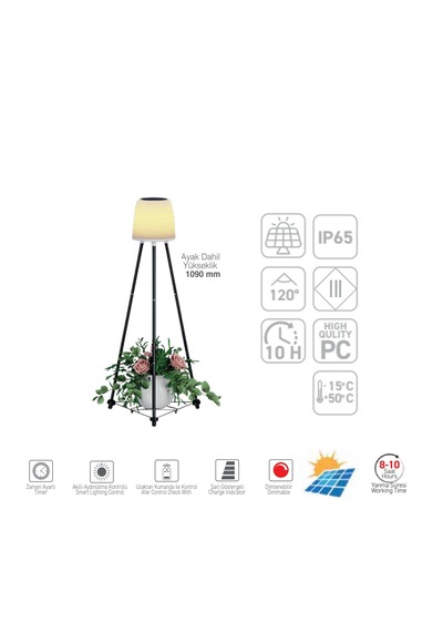 Ack Ag60-06851 Ip54 Solar Led Ayaklı Bahçe Abajuru