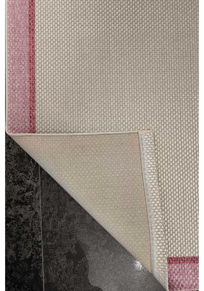 Natura Sisal Hasır Görünümlü Çift Bordürlü Oval Halı Ntr33 Pembe