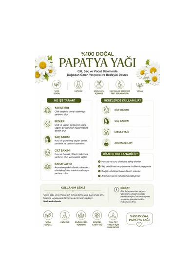 Papatya Yağı 20 Ml Cilt, Saç Ve Masaj Bakımı İçin %100 Doğal Bitkisel Yağ