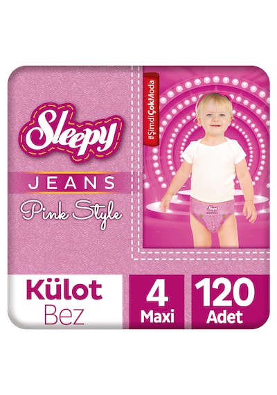 Sleepy Pink Jeans Külot Bez 4 Numara Maxi 4 Lü Jumbo 120 Adet