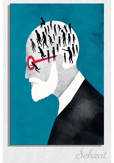 Duvar Tablosu Dikey Kanvas Psikolog Psikoterapi Psikiyatri Merkezi Bilinçaltı Felsefi Sigmund Freud Çok Renkli