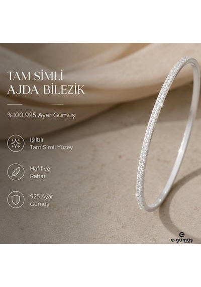 E-gümüş 925 Ayar Gümüş Simli Ajda Bilezik