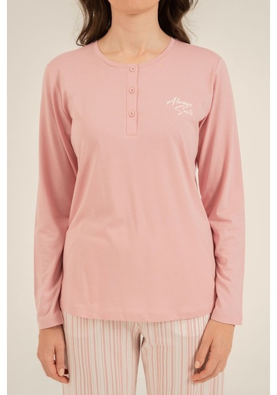Arnetta Kadın Always Smile Pembe Uzun Kol Pijama Takımı Ar3754-s-v1 Ar3754-s-v1