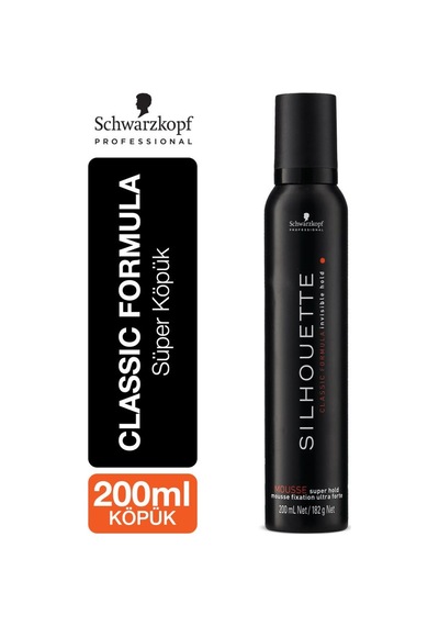 Schwarzkopf Silhouette Süper Tutucu Hacim Verici Saç Köpüğü 200ml Siyah