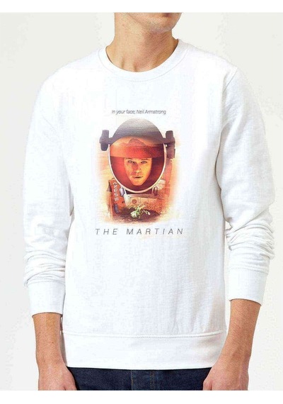 The Martian Baskılı Beyaz Erkek Örme Sweatshirt