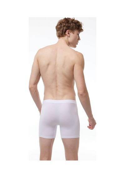 Malabadi 073 Erkek Likralı Uzun Boxer-Beyaz