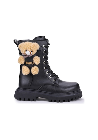 Kiko Kids 450 Ayıcıklı Fermuarlı Kız Çocuk Günlük Bot Ayakkabı Siyah