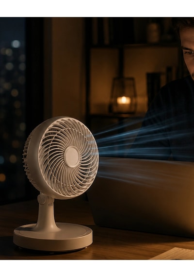 Mey İthalat Masaüstü Mini Fan Sessiz Çalışan 2 Hızlı Otomatik Salınımlı Fan