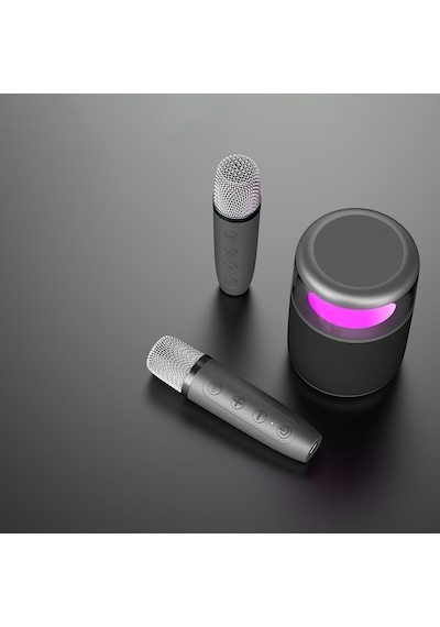 Lenyes S217 Rgb Işıklı Karaoke Mikrofonlu Bluetooth Speaker Hoparlör V5.3 Siyah