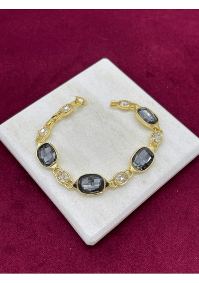 Parlak Koyu Ve Açık Renkli Taşlardan Oluşan Gold Bileklik Gold