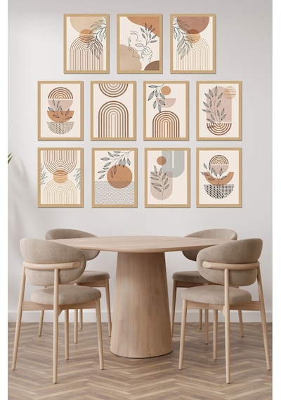 Dekorize Mdf 11 Parça 3 Mm Çerçeve Görünümlü Salon Ve Oda İçin Bohem Tablo Seti 4 30 X 40