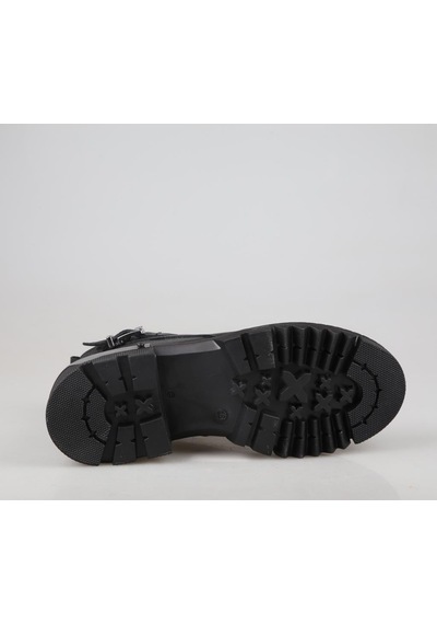 Castle Black 92538 Hakiki Deri Siyah Kadın Bot Siyah