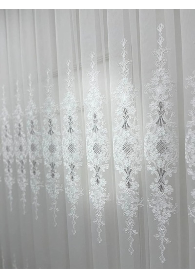 Selen 2895 Gümüş 1/2,5 Pileli Tül Perde, 100 X 270 Çok Renkli