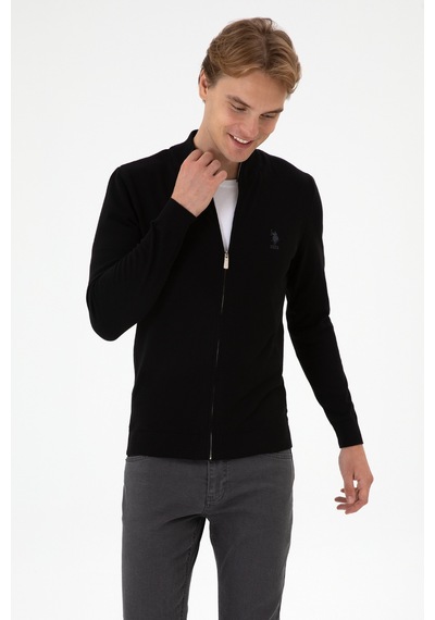 U.S. Polo Assn. Erkek Slim Fit Siyah Triko Hırka 50313684-VR046